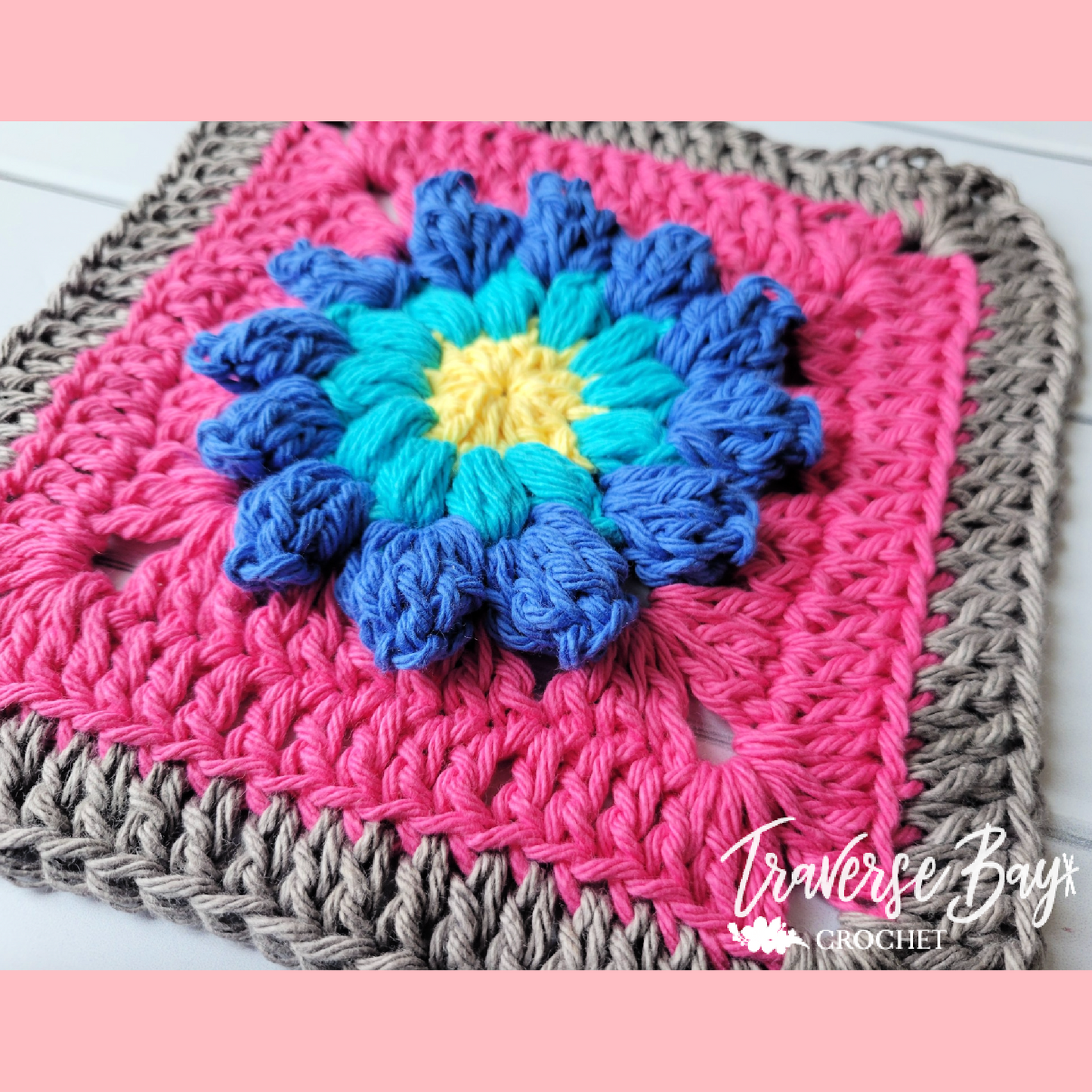 Crochet Color Burst Flower Granny Square Pattern
