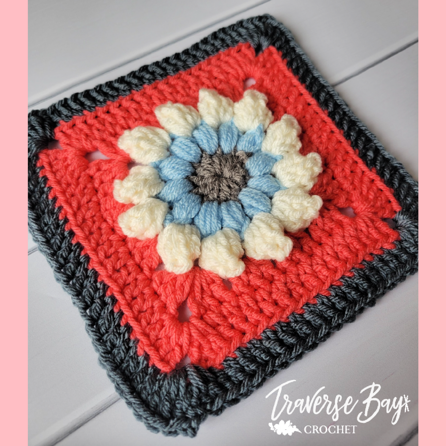 Crochet Color Burst Flower Granny Square Pattern