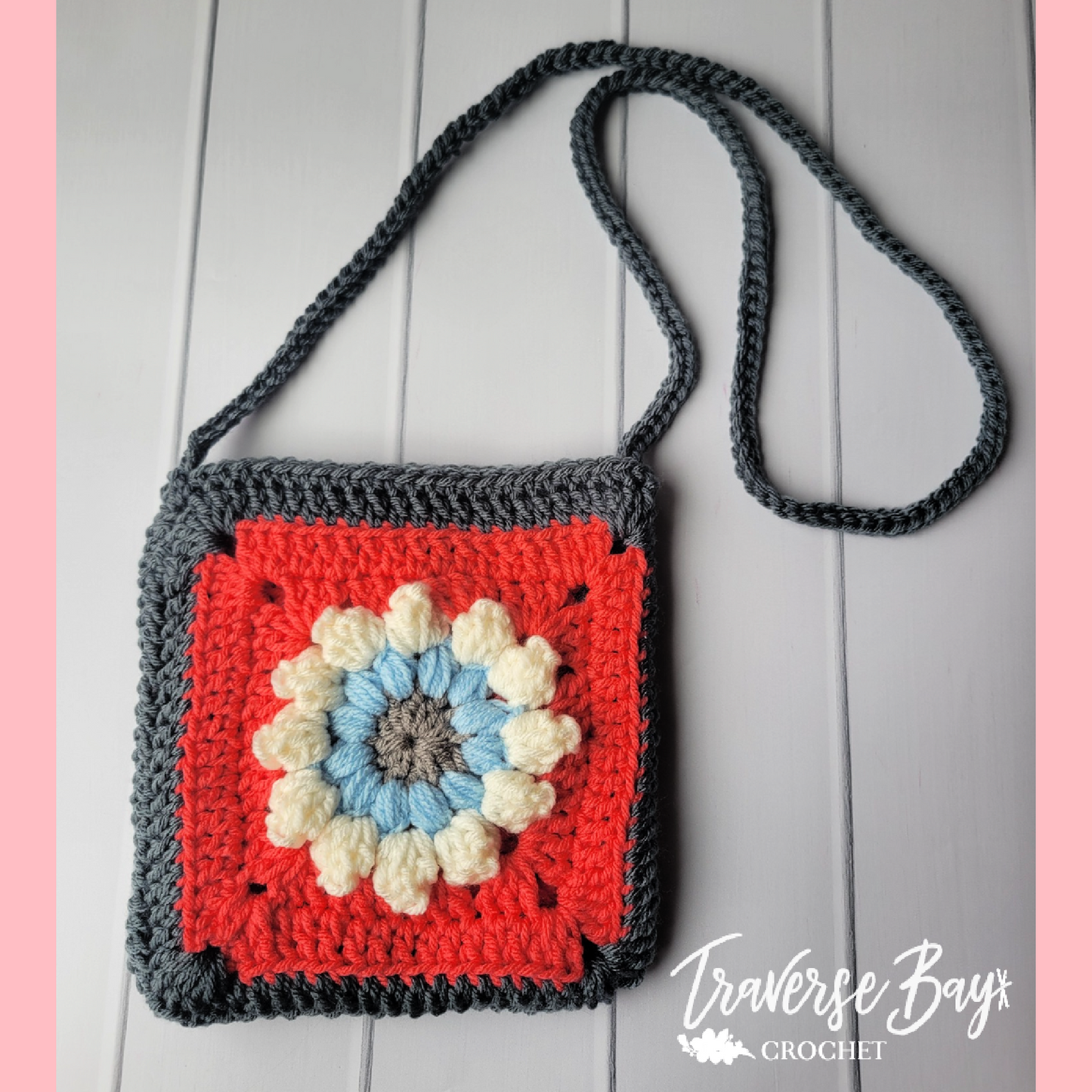 Crochet Flower Color Burst Granny Square Crossbody Pattern