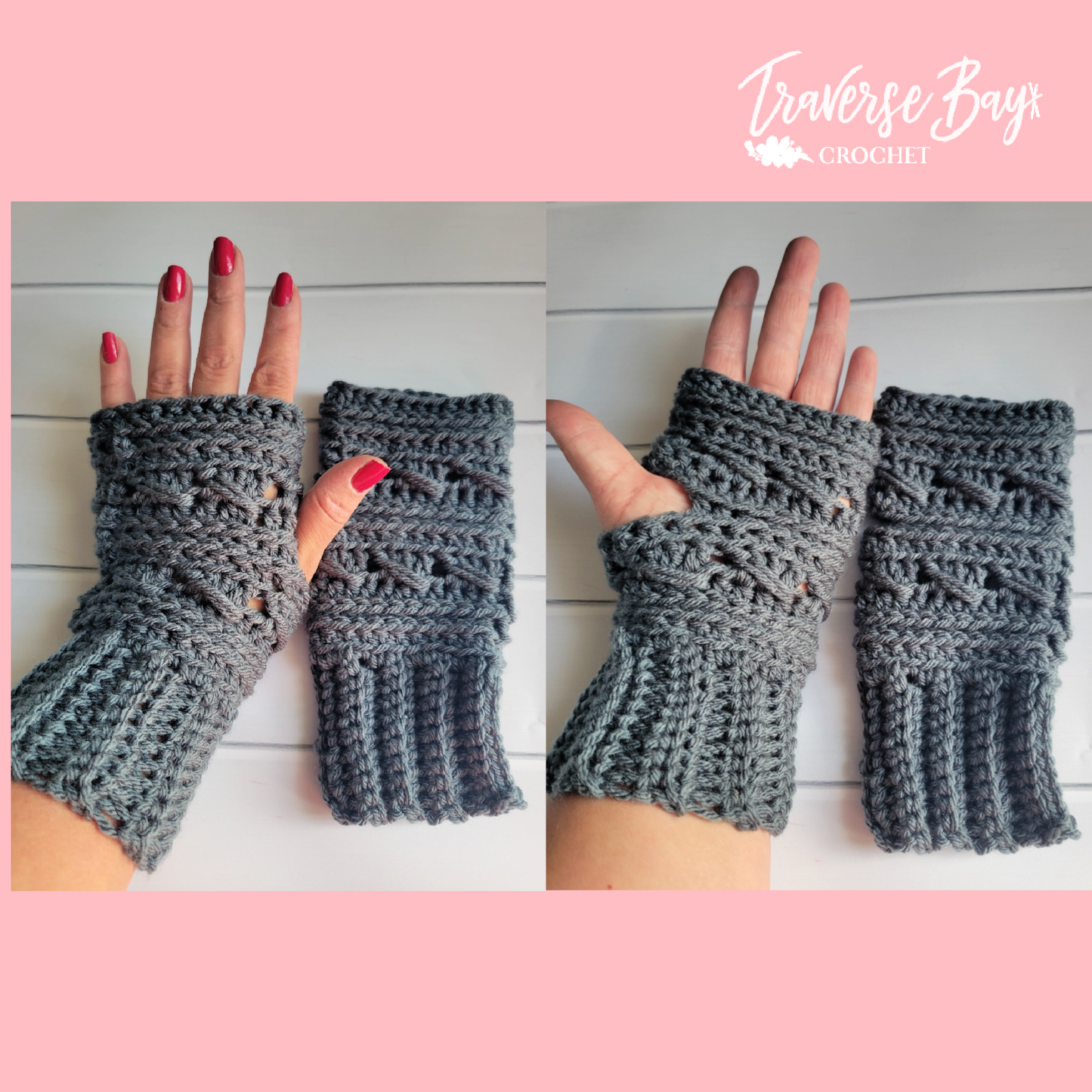 Crochet Northern Ridge Fingerless Mittens Pattern