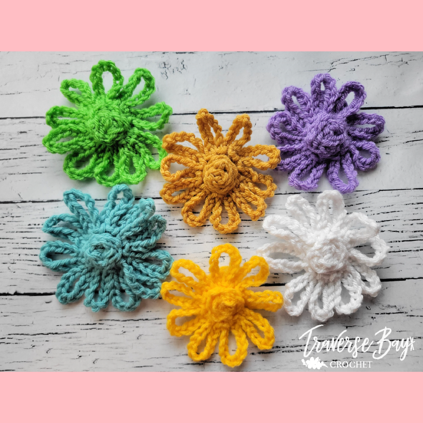 Crochet Chain Flower Pattern Appliqué