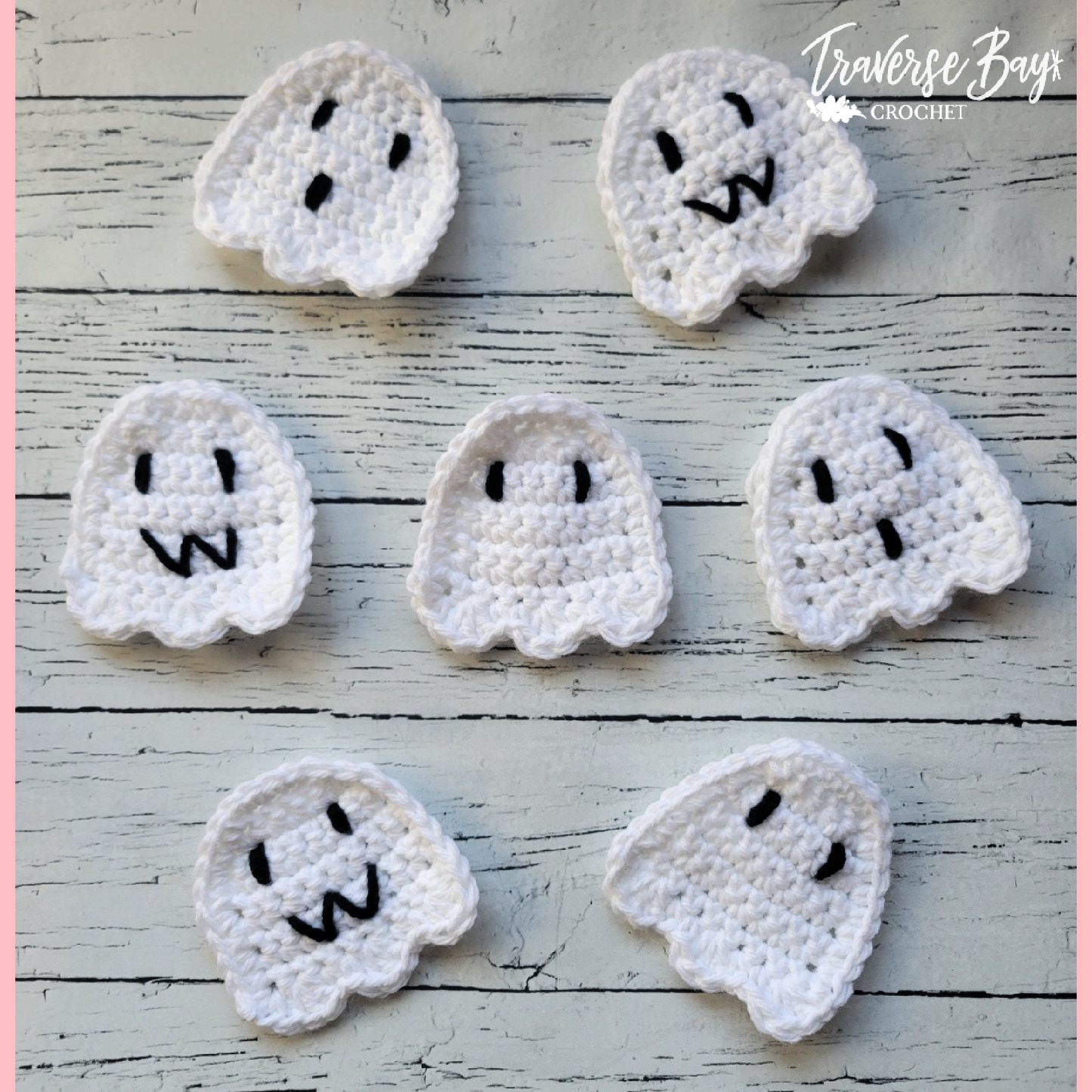 Crochet Halloween Ghost Appliqué Pattern
