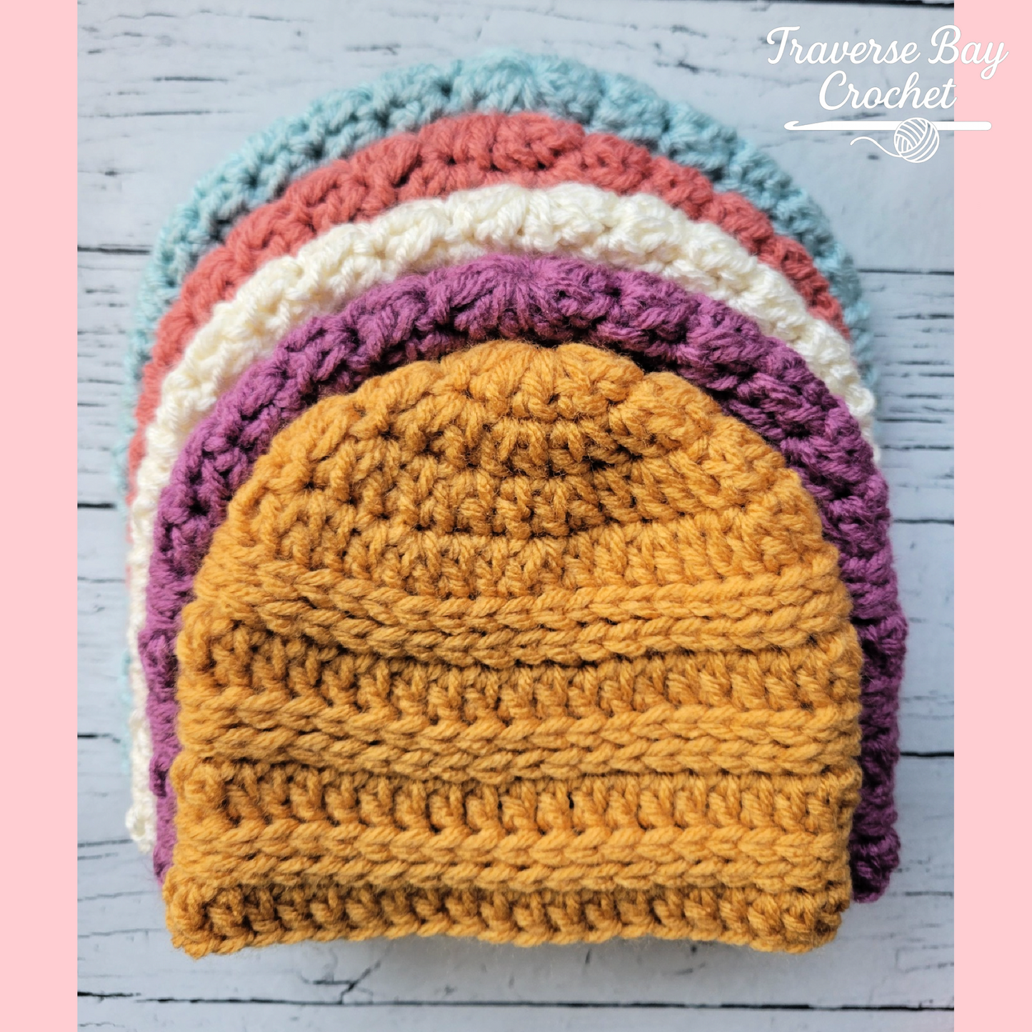 Crochet Double Ridge Beanie Pattern 5 Sizes