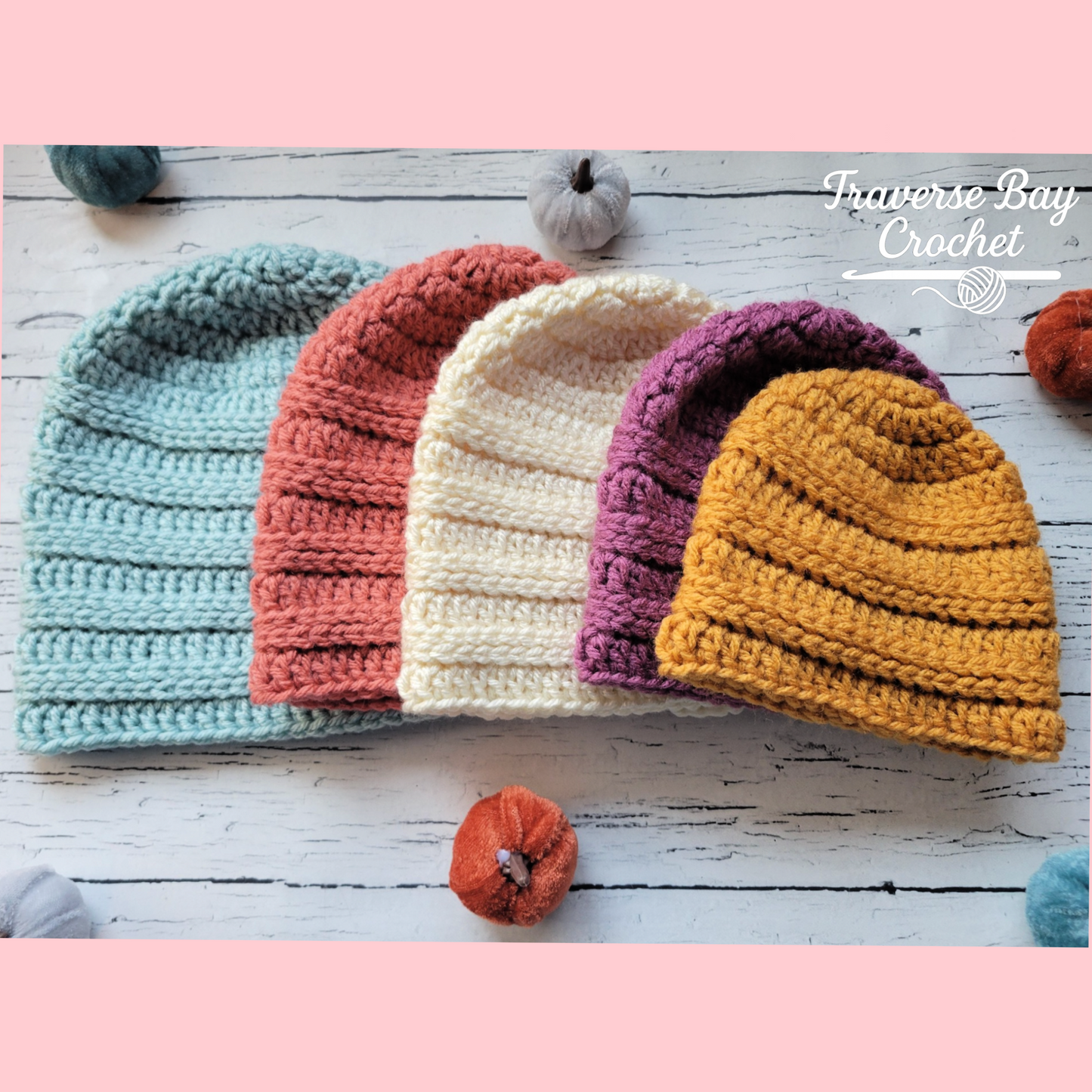 Crochet Double Ridge Beanie Pattern 5 Sizes