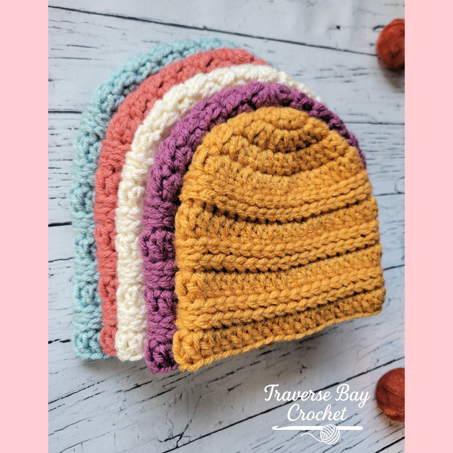 Crochet Double Ridge Beanie Pattern 5 Sizes