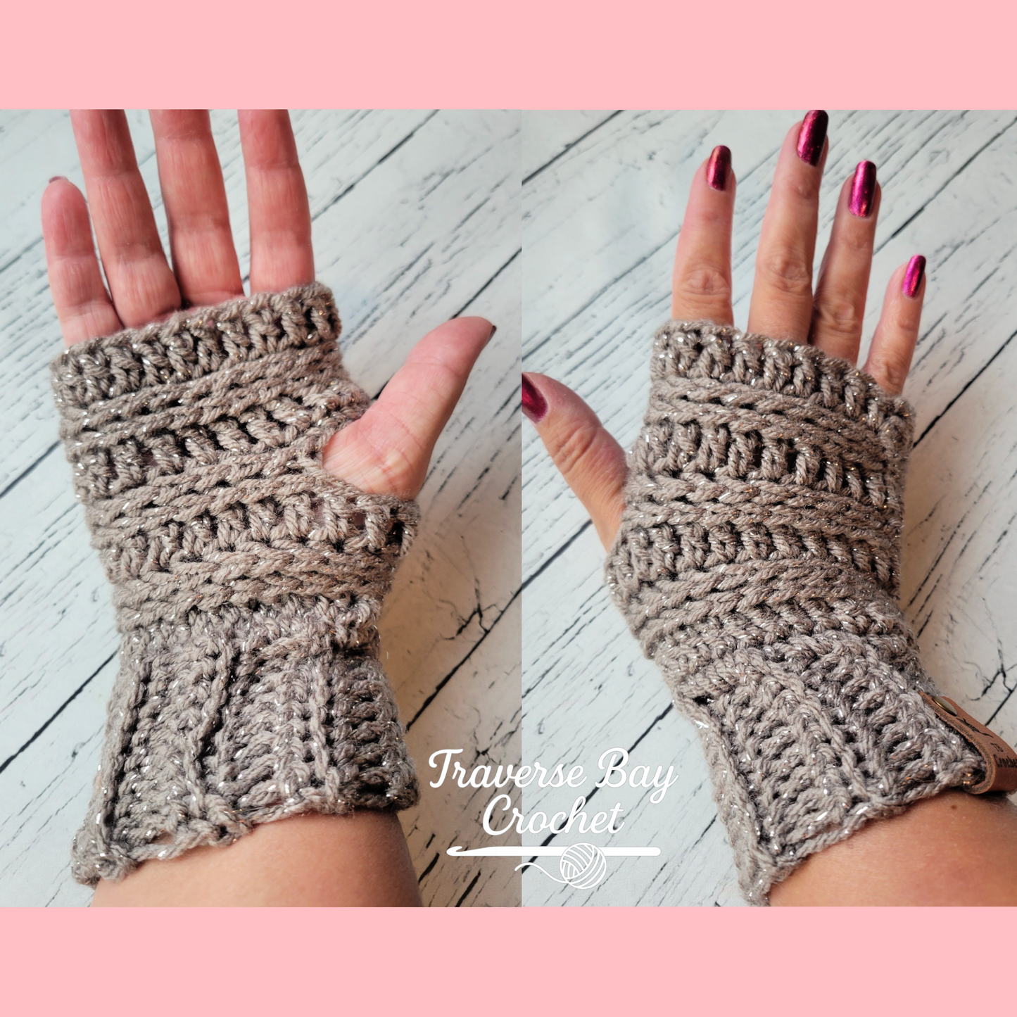 Crochet Double Ridge Fingerless Mittens Pattern