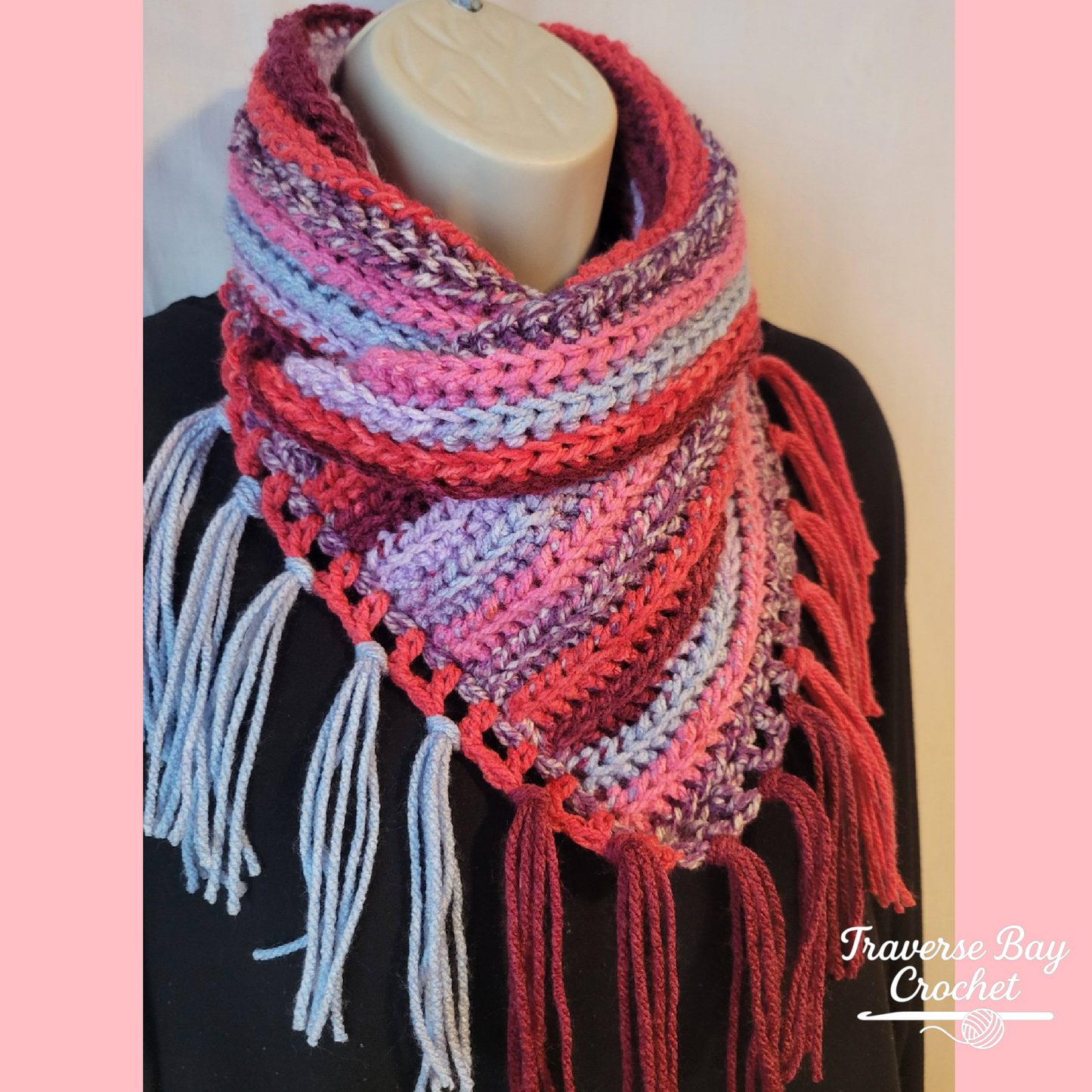 Crochet Faux Knit Neck Warmer Fringe Scarf Pattern