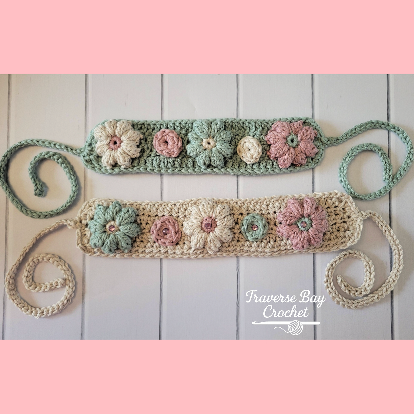 Crochet Elegant Flower Headband Pattern Child Adult Sizes