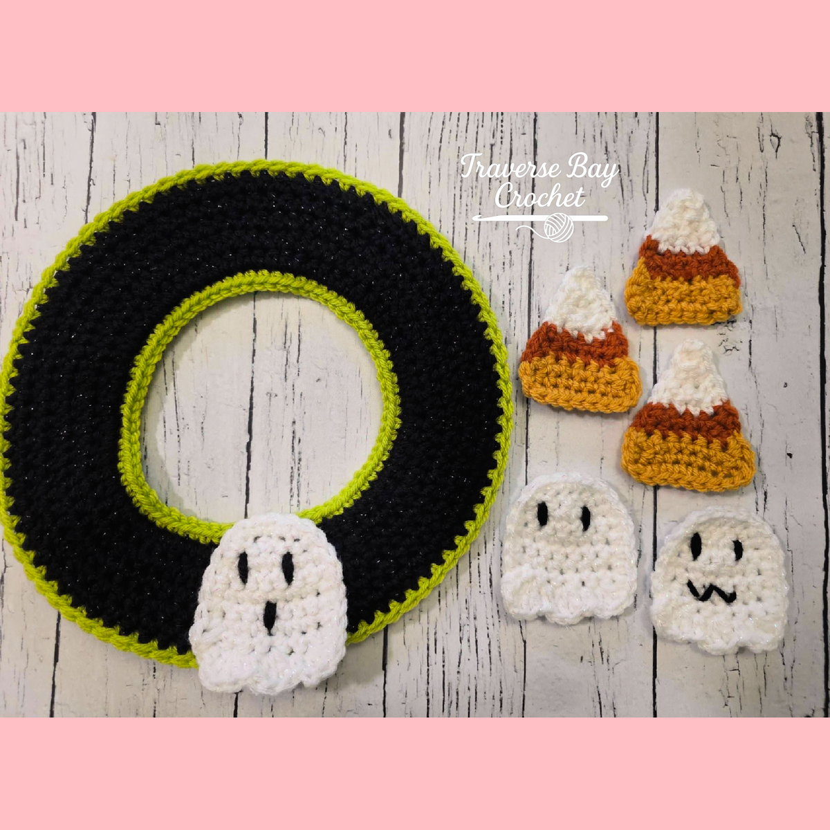 Crochet Ghost & Candy Corn Wreath Pattern