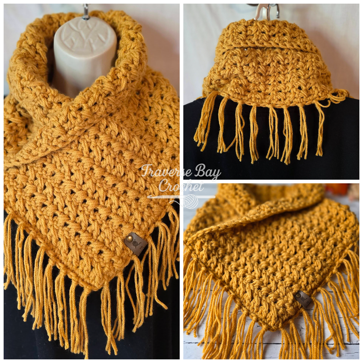 Crochet Maple Crossing Fringe Scarf Neck Warmer Pattern