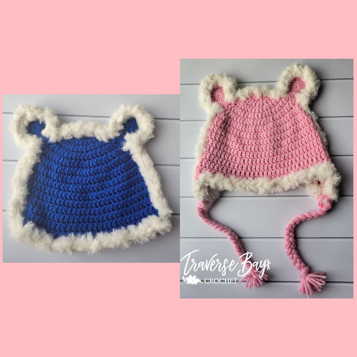 Crochet Fuzzy Bear Hat 3 Sizes Pattern