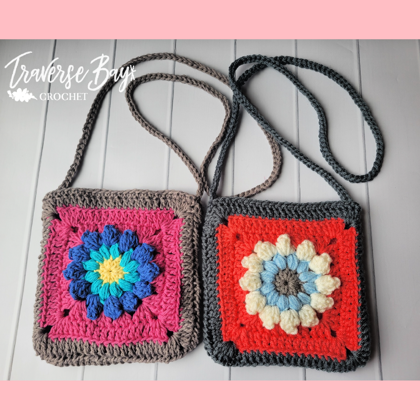 Crochet Flower Color Burst Granny Square Crossbody Pattern
