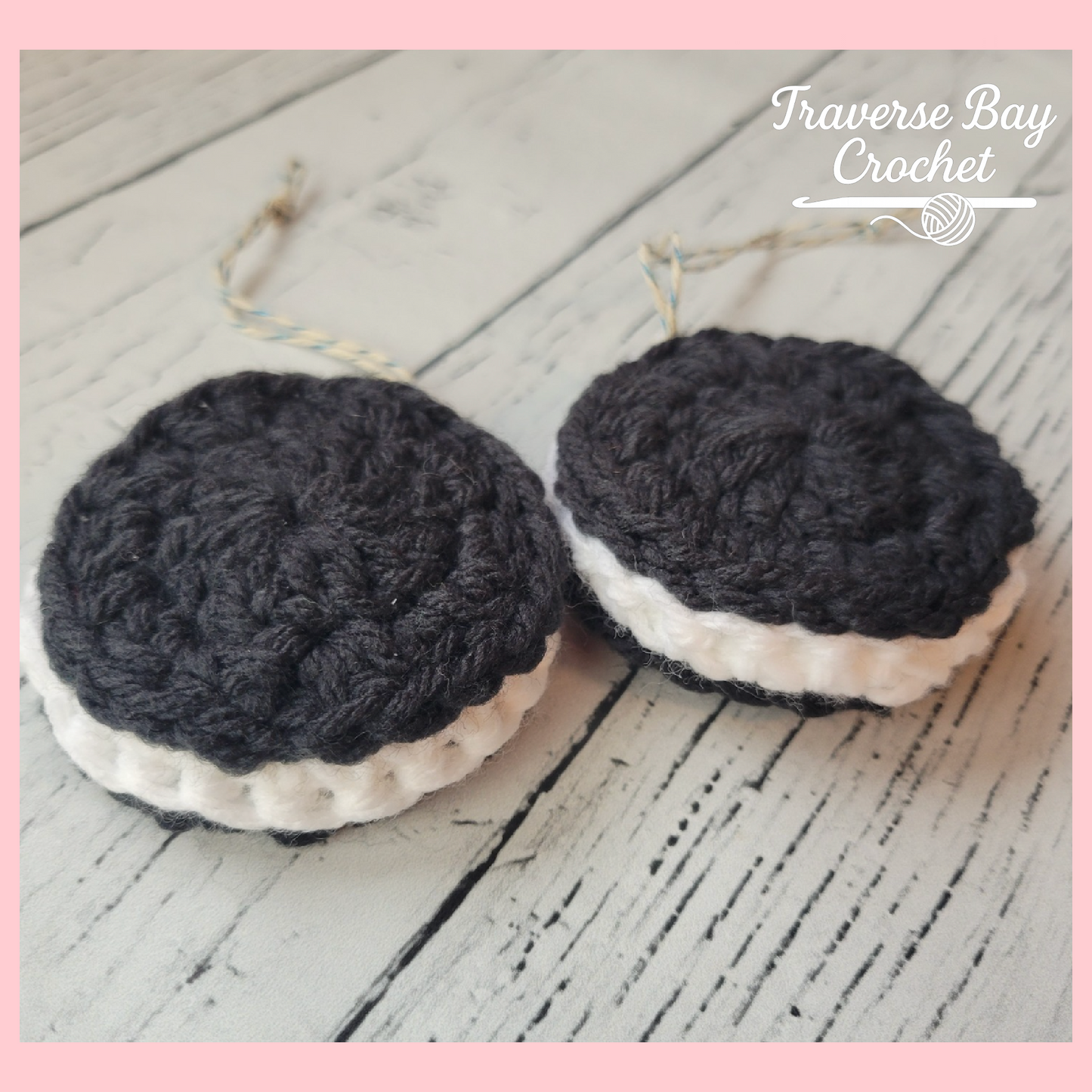 Crochet Black and White Cookie Christmas Ornament Pattern