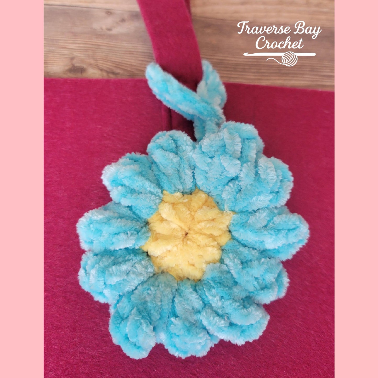 Crochet Chenille Flower Bag Charm Pattern