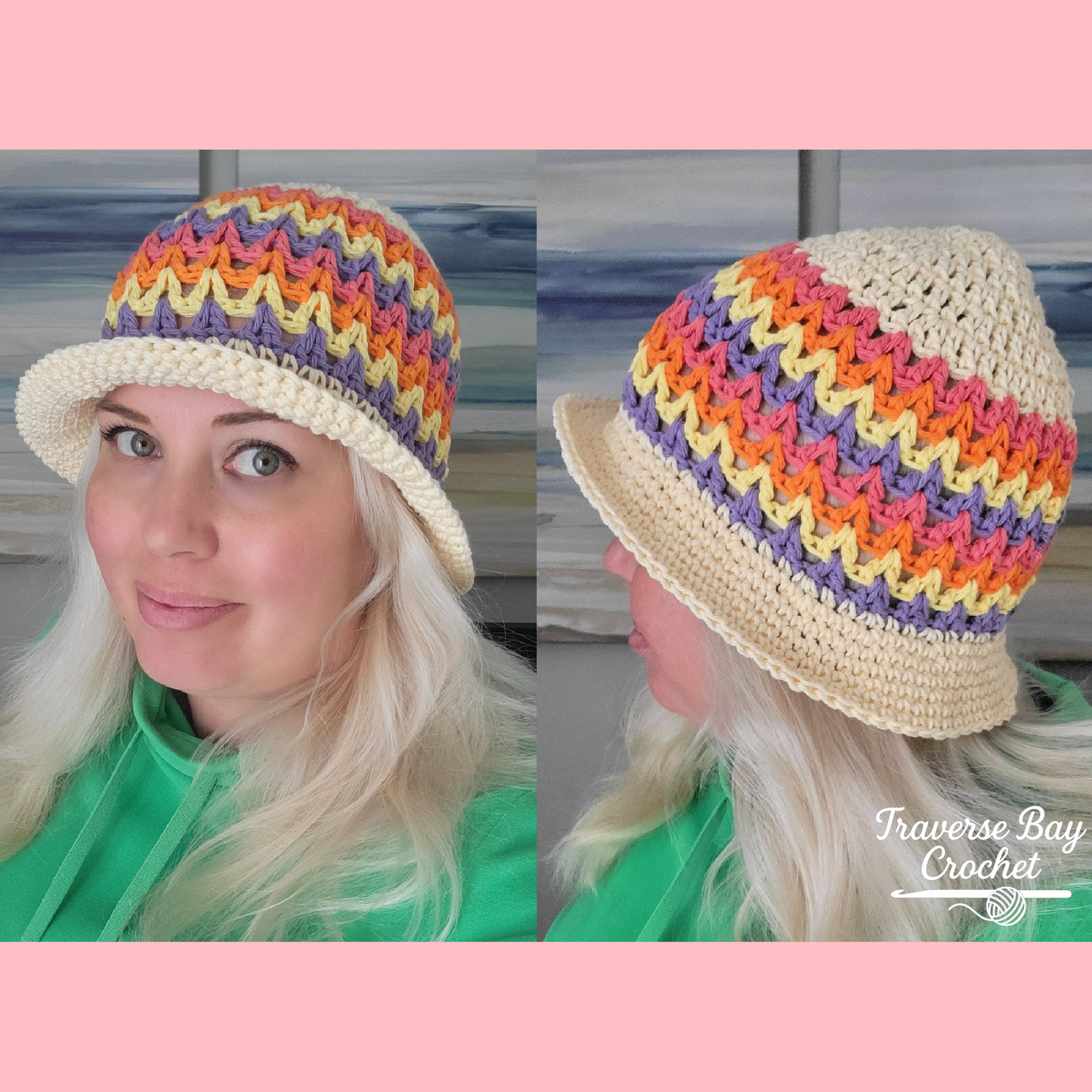 Crochet Zig Zag Sun Hat Pattern Baby Child Adult Sizes
