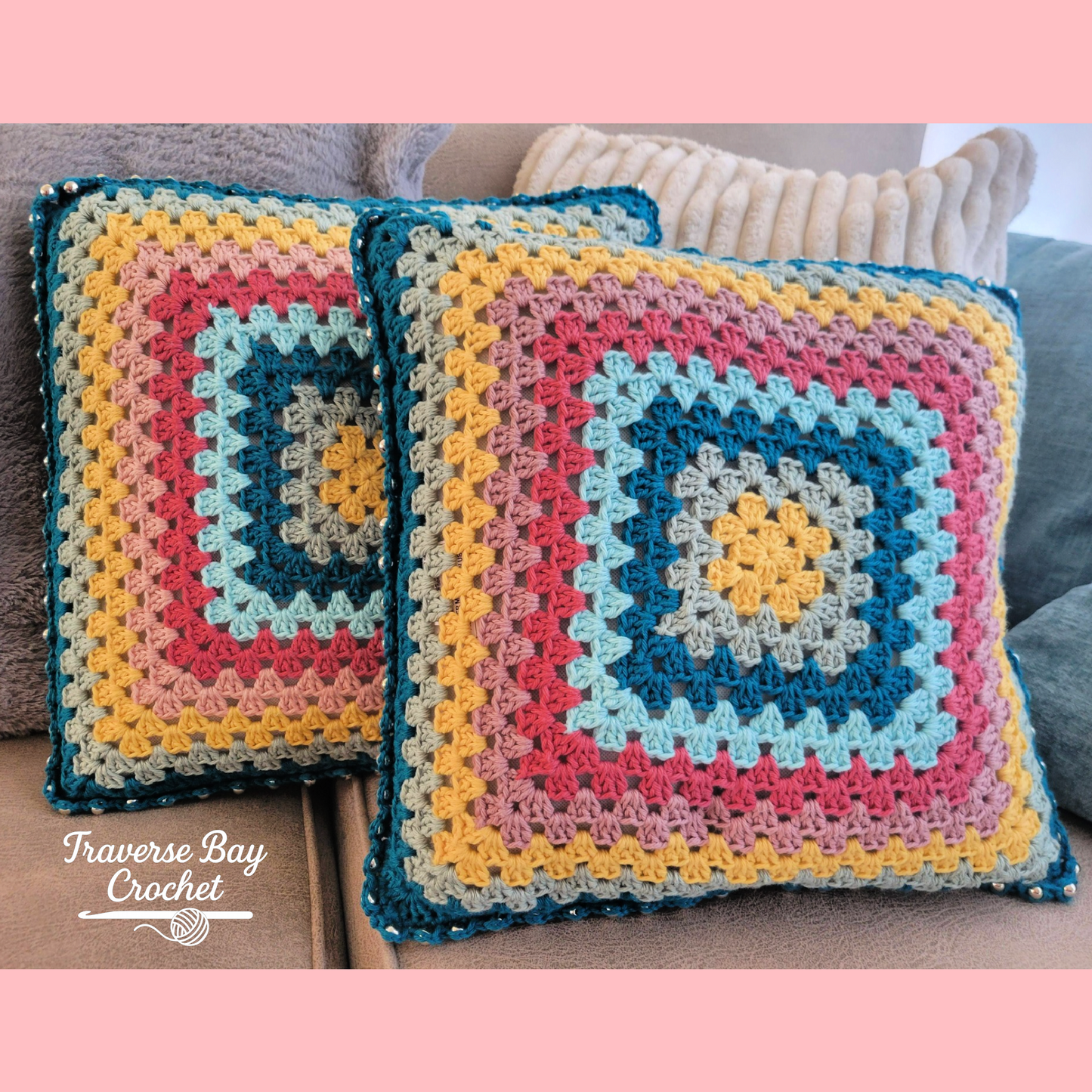 Crochet Beaded Granny Pillows Pattern