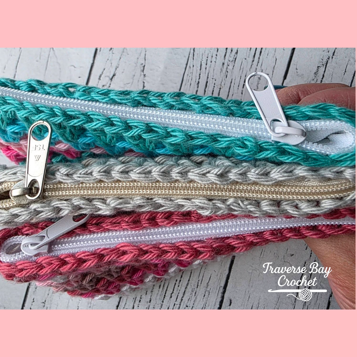 Crochet Small Canvas Zip Pouch Wallet