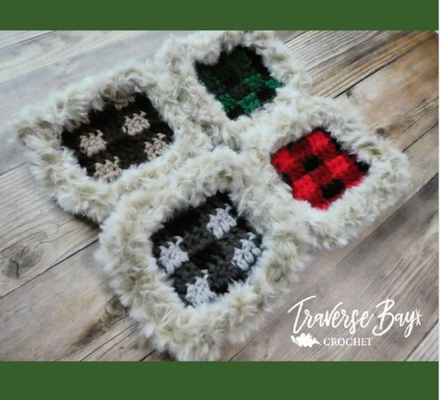 Crochet Plaid Coaster Pattern