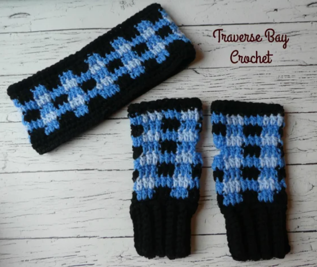 Crochet Plaid Headband Set Pattern