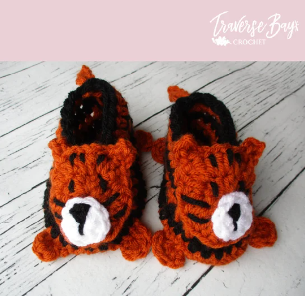 Crochet Tiger Baby Booties