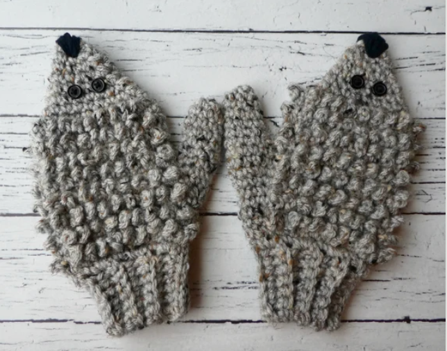 Crochet Kids Hedgehog Mitten Pattern