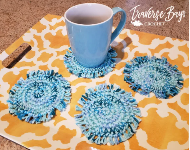 Crochet Fringe Coaster Pattern