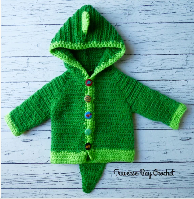 Crochet Dinosaur Baby Cardigan Pattern