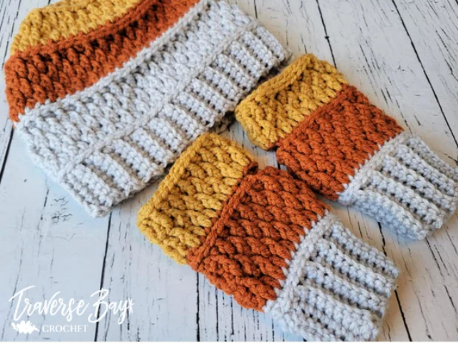 Crochet Tri Alpine Fingerless Gloves Pattern