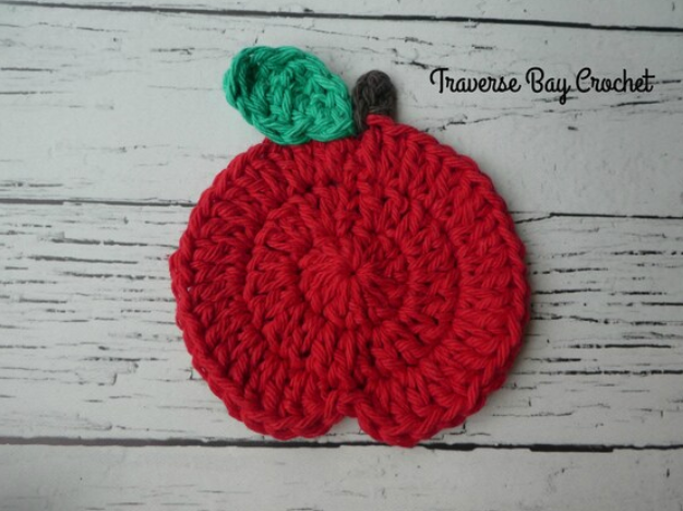 Crochet Apple Coaster Pattern