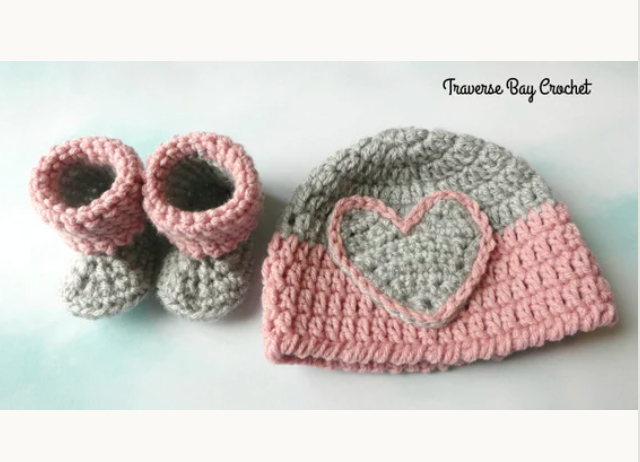 Crochet Heart Baby Set Pattern