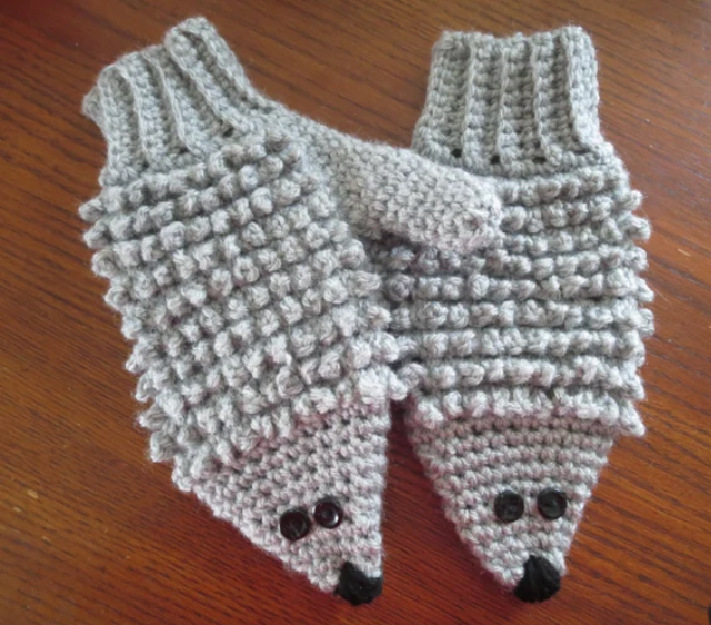 Crochet Adult Hedgehog Mittens