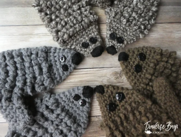 Crochet Adult Hedgehog Mittens