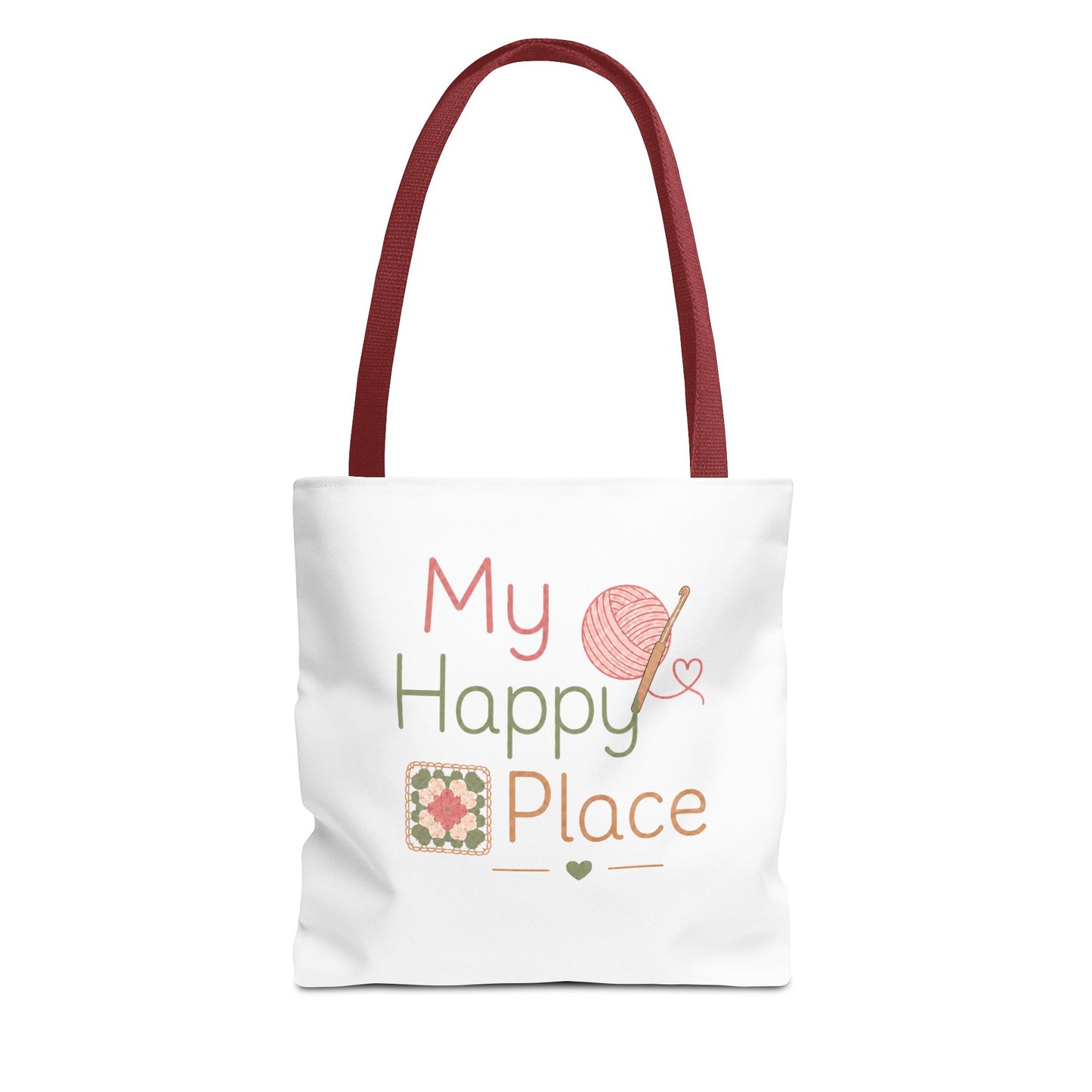 Crochet Knitting 'My Happy Place' Tote Bag
