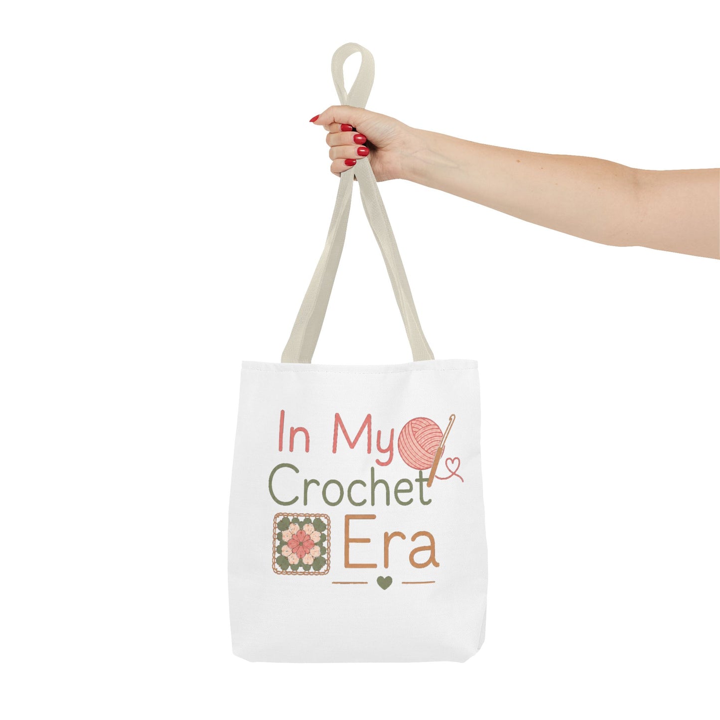 Crochet Tote Bag – “In My Crochet Era” Yarn & Granny Square Canvas Tote