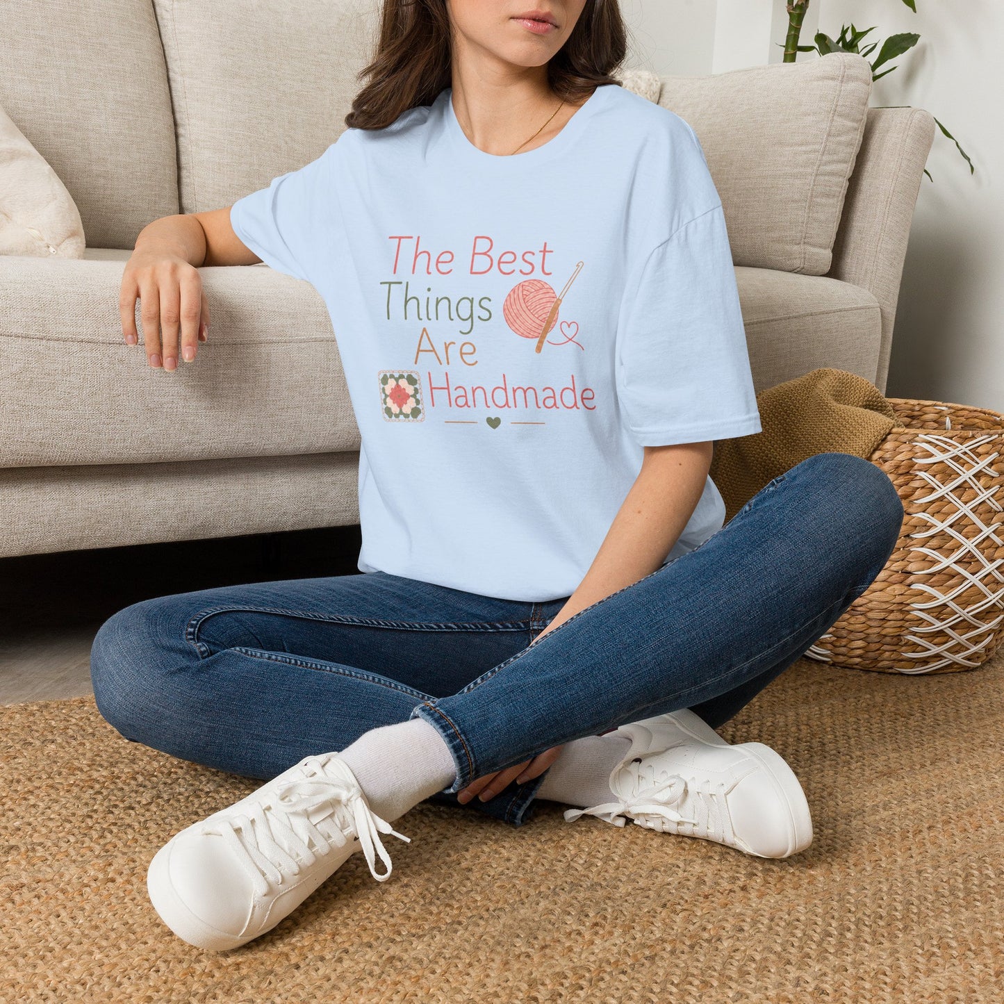 Handmade Lovers T‑Shirt — “The Best Things Are Handmade” Knit & Crochet Design