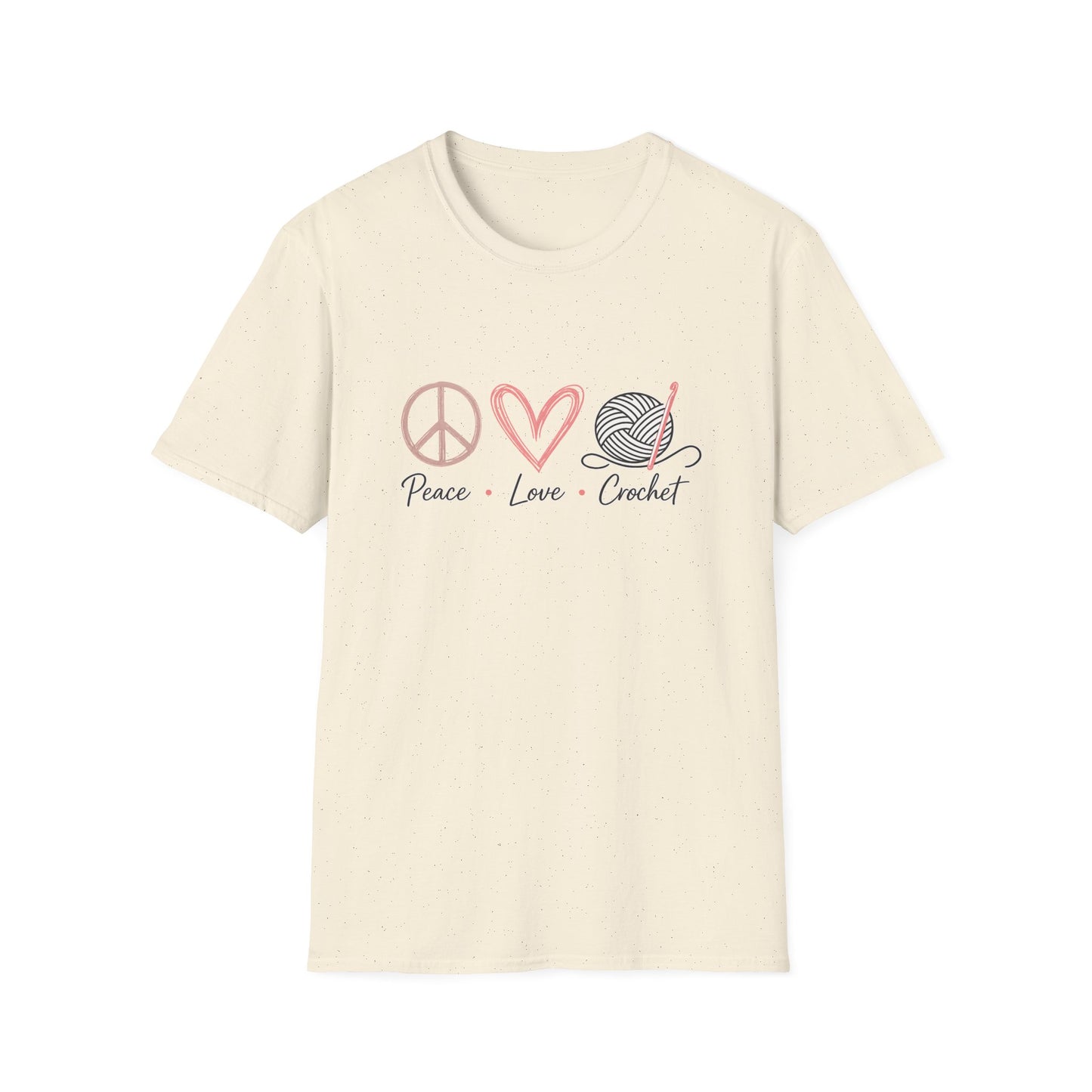 Peace Love Crochet T‑Shirt — Cute Knitting/Yarn Shirt for Crocheters