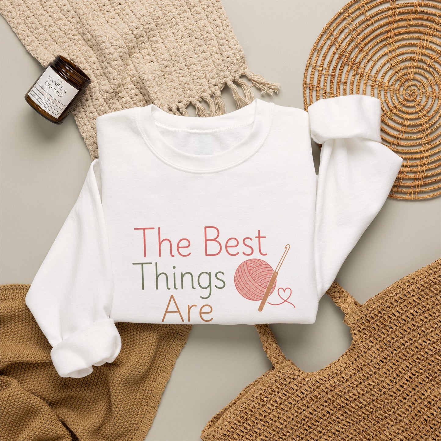 Handmade Crewneck Sweatshirt — “The Best Things Are Handmade” Sewing & Knitting Gift
