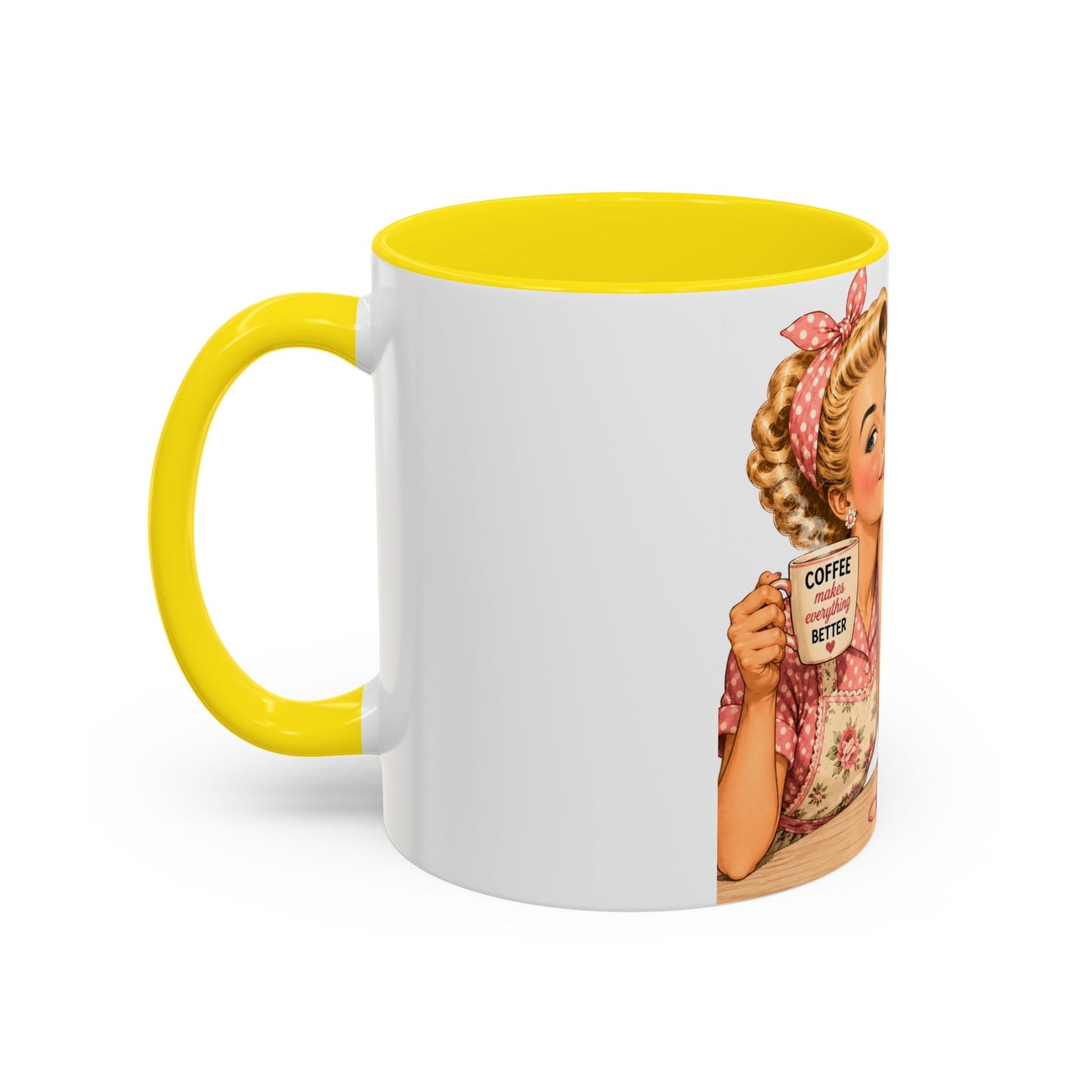 Knitting Coffee Mug - "Today's Forecast: Buying Yarn" Retro Accent Mug (11/15oz)