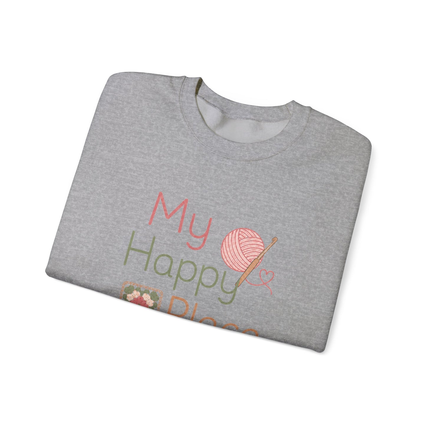 Sweatshirt - "My Happy Place" Knitting & Quilting Crewneck