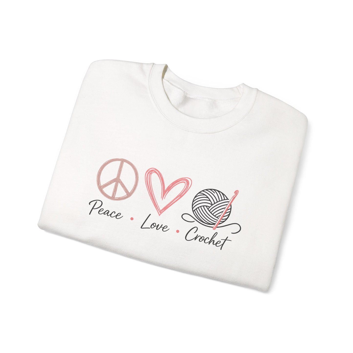 Crochet Sweatshirt - "Peace Love Crochet" Crewneck for Knitters
