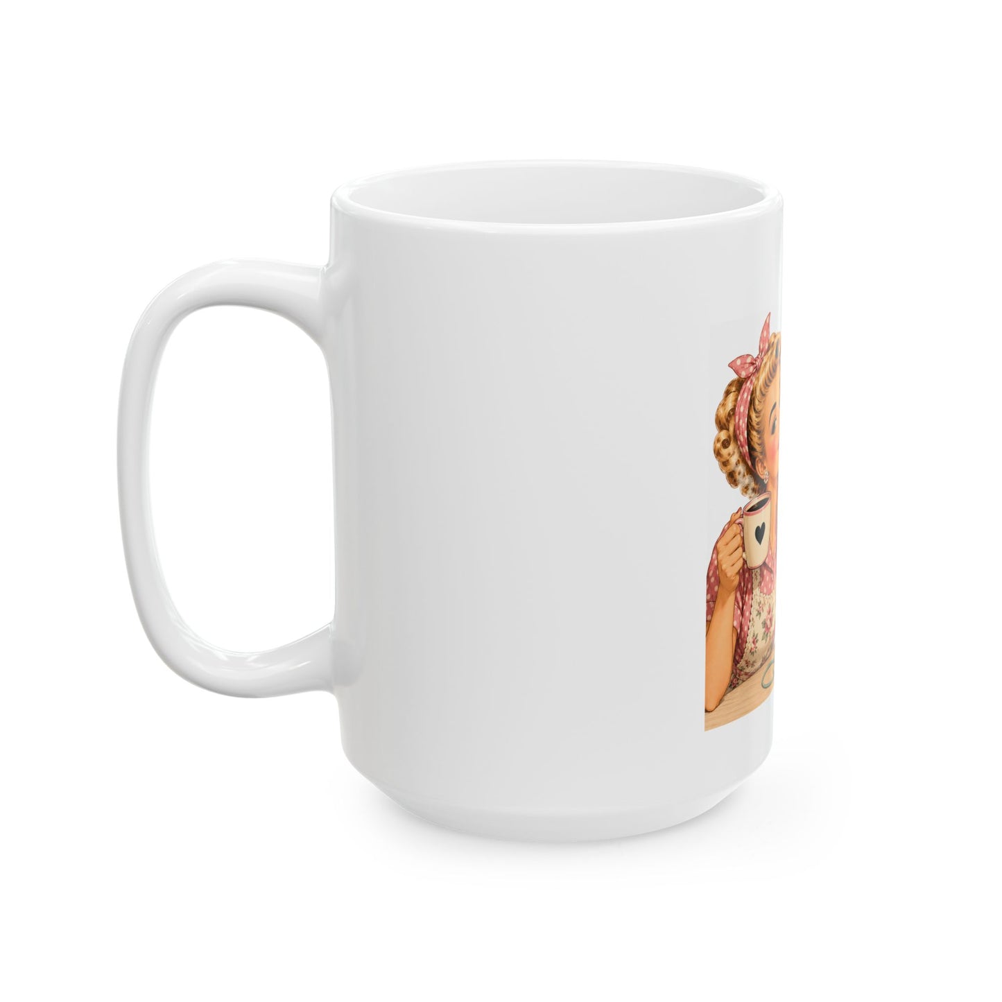 Caffeine & Crochet Ceramic Mug — Retro Vintage Coffee Lover Gift