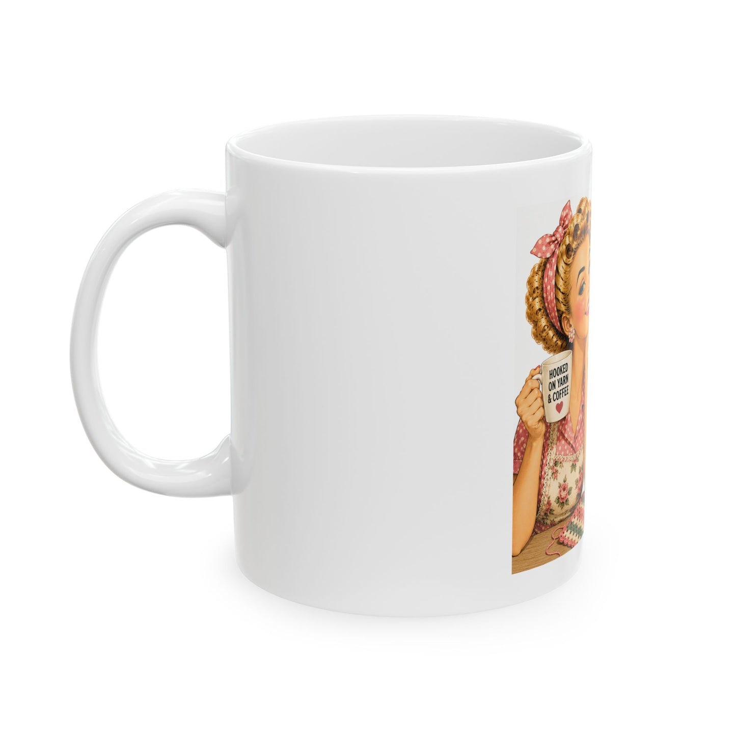 Crochet Mug - “I Crochet So I Don't Unravel in Public” Vintage Retro Gift for Crafters (11oz & 15oz)