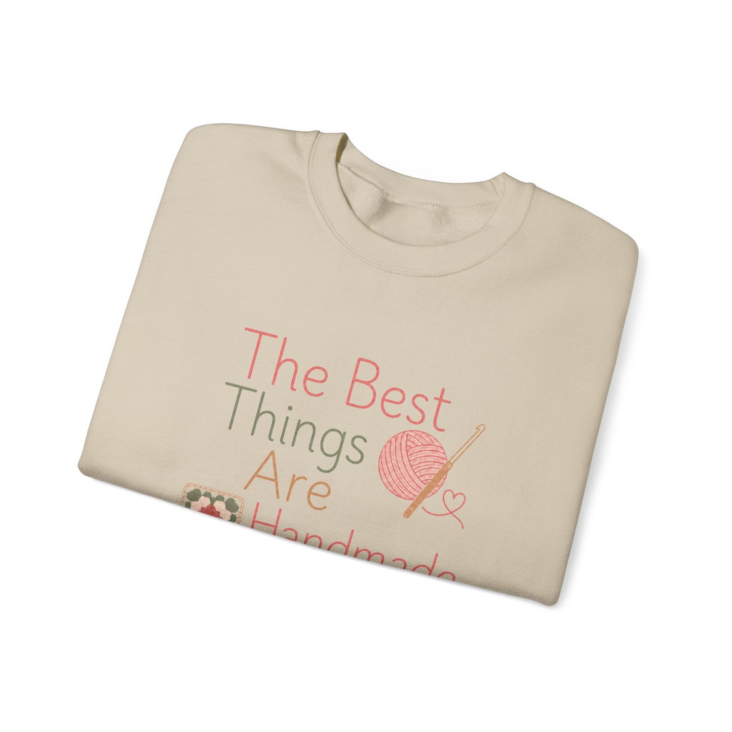 Handmade Crewneck Sweatshirt — “The Best Things Are Handmade” Sewing & Knitting Gift