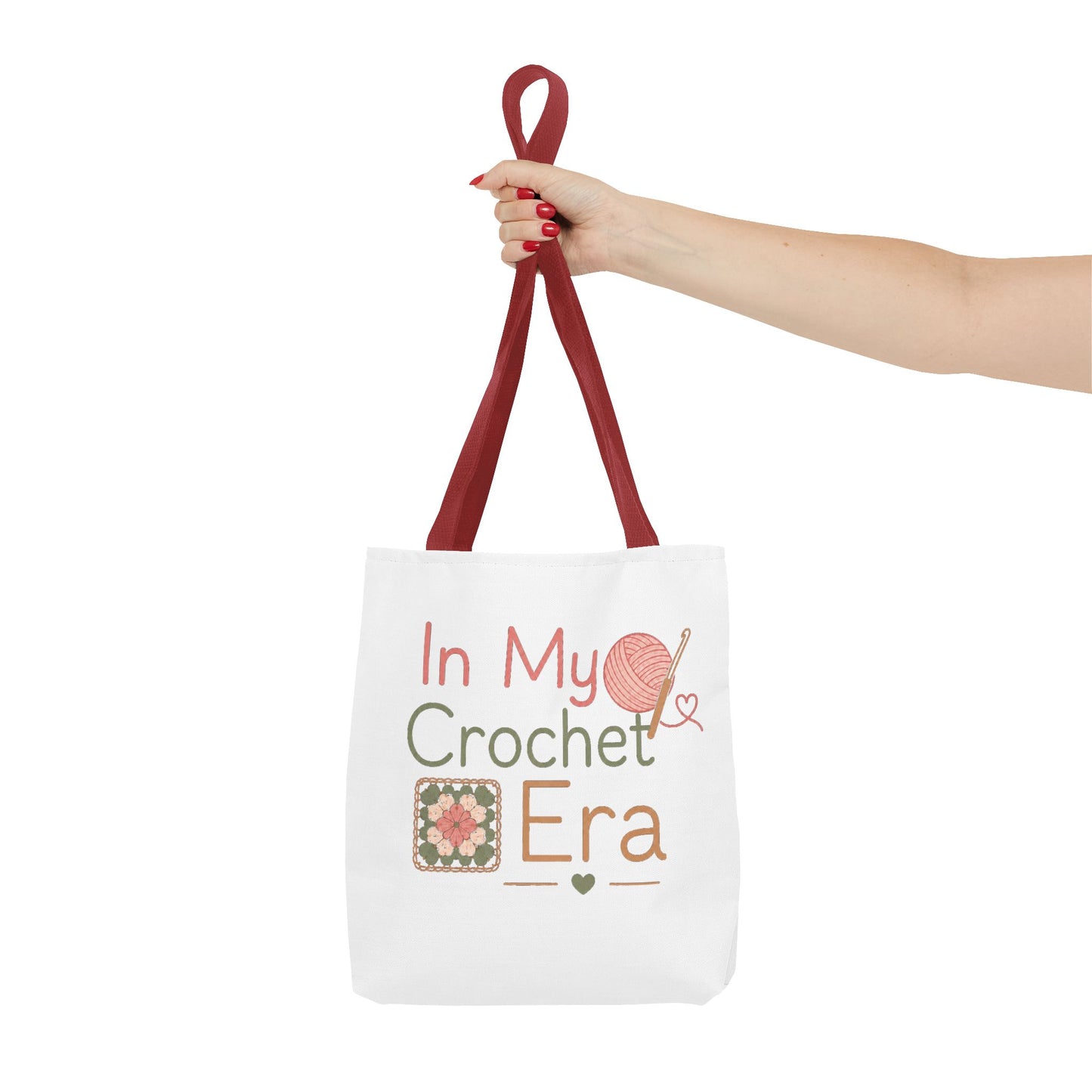 Crochet Tote Bag – “In My Crochet Era” Yarn & Granny Square Canvas Tote