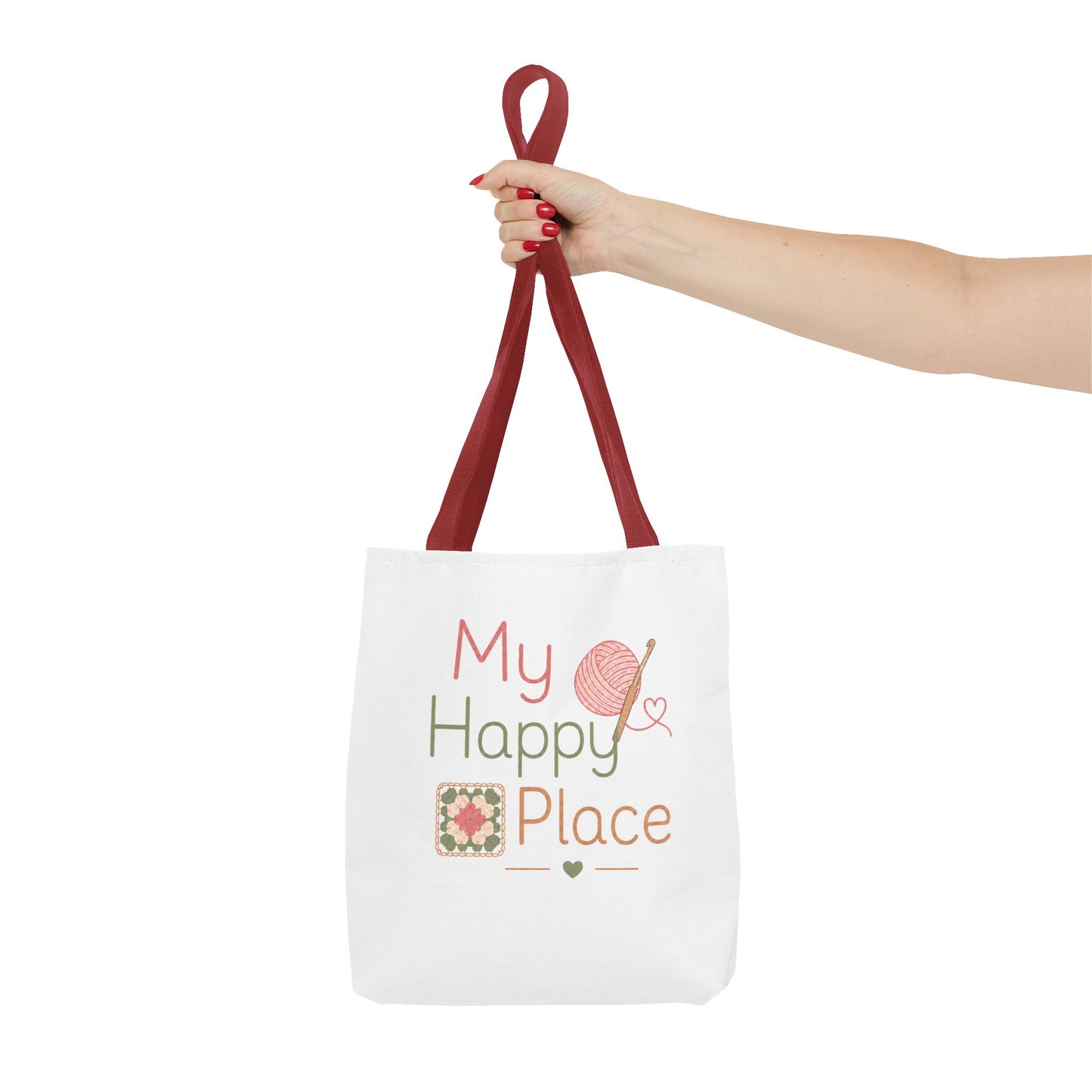 Crochet Knitting 'My Happy Place' Tote Bag