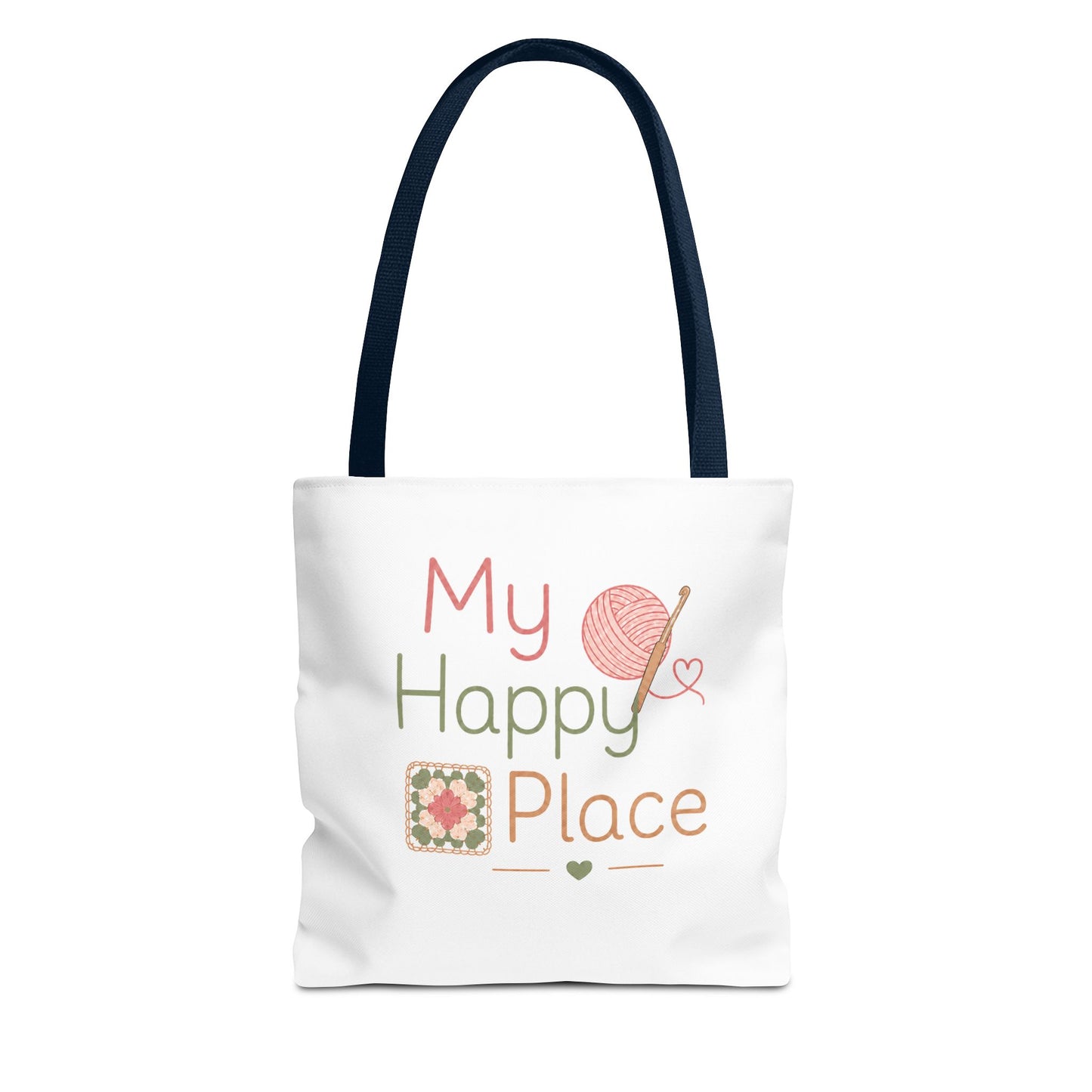 Crochet Knitting 'My Happy Place' Tote Bag