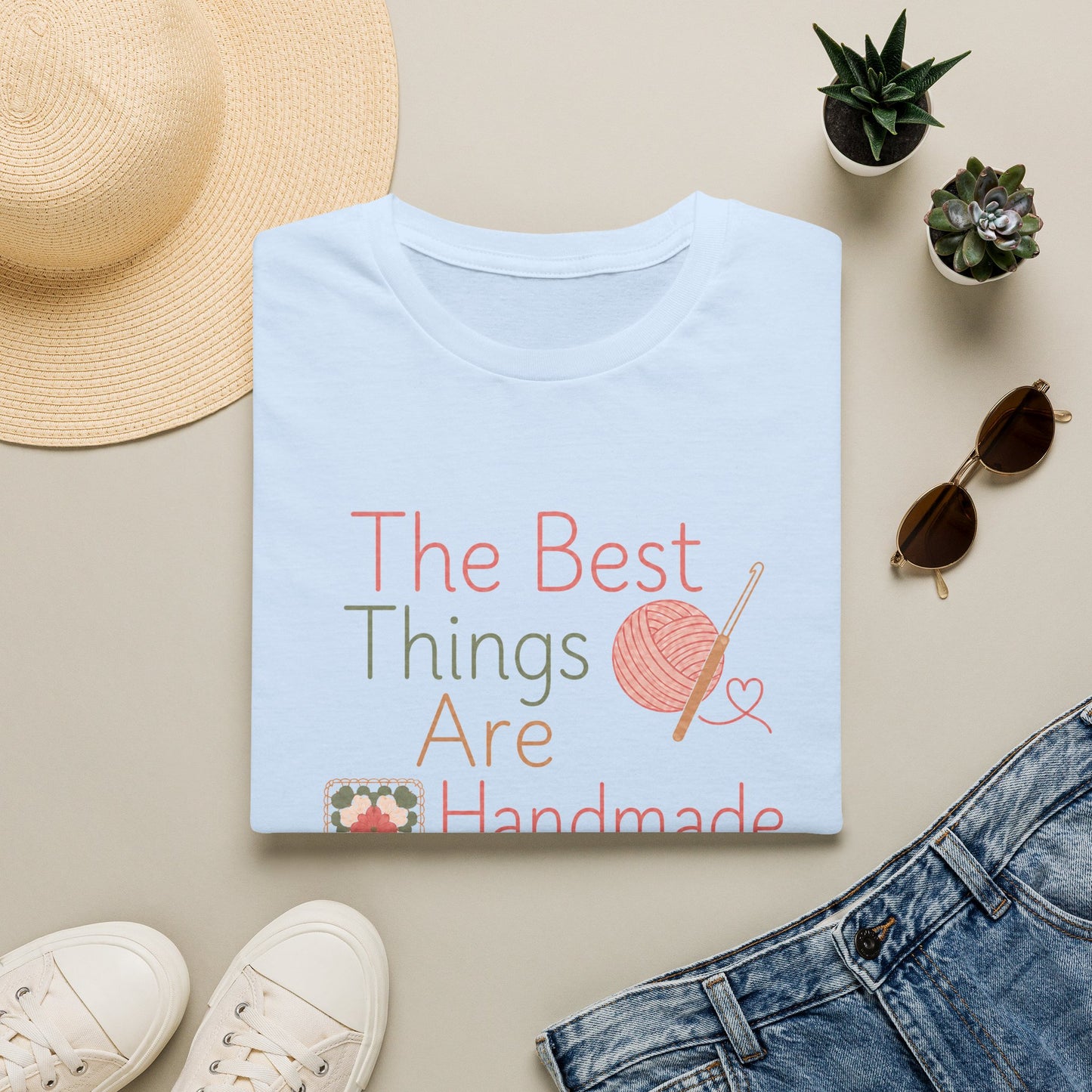 Handmade Lovers T‑Shirt — “The Best Things Are Handmade” Knit & Crochet Design