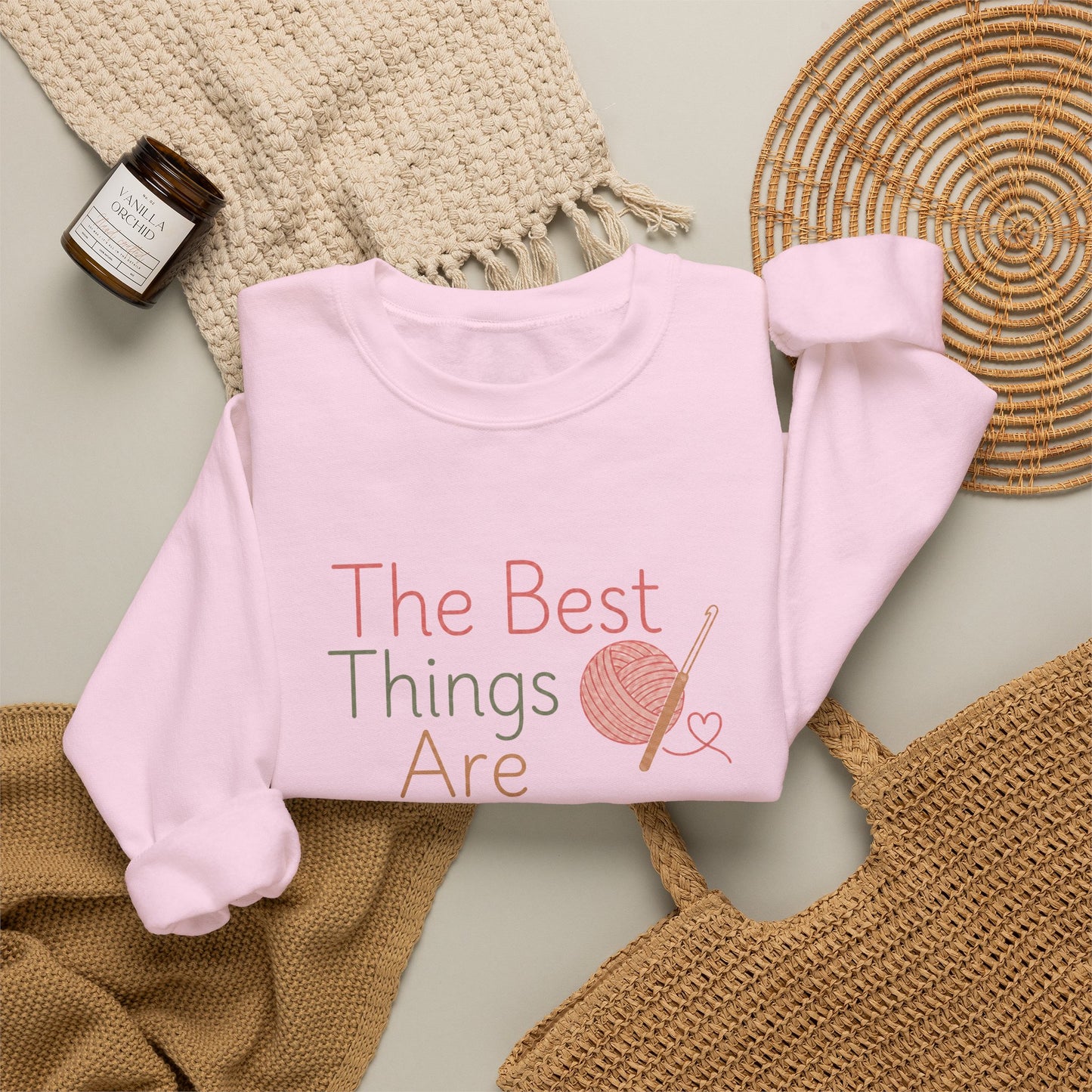 Handmade Crewneck Sweatshirt — “The Best Things Are Handmade” Sewing & Knitting Gift