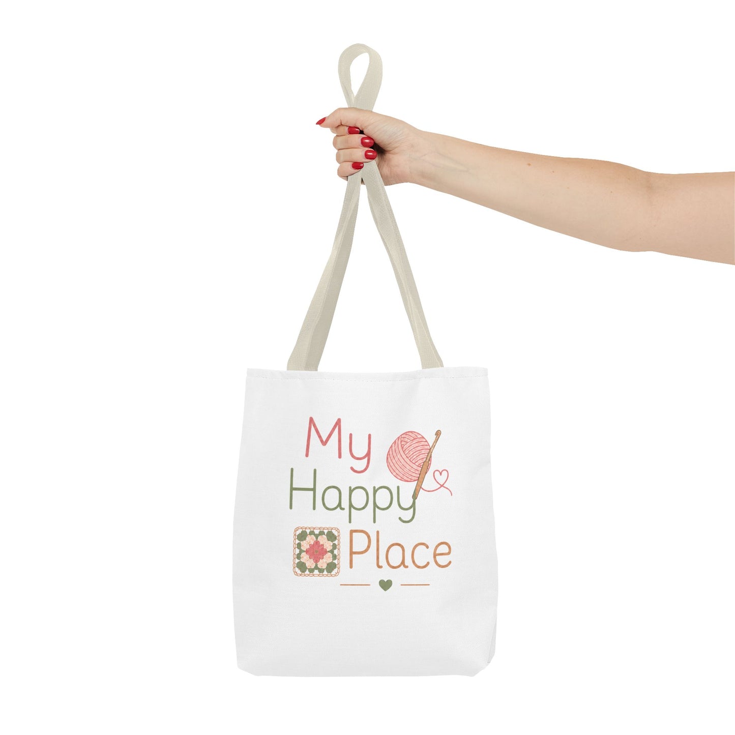 Crochet Knitting 'My Happy Place' Tote Bag