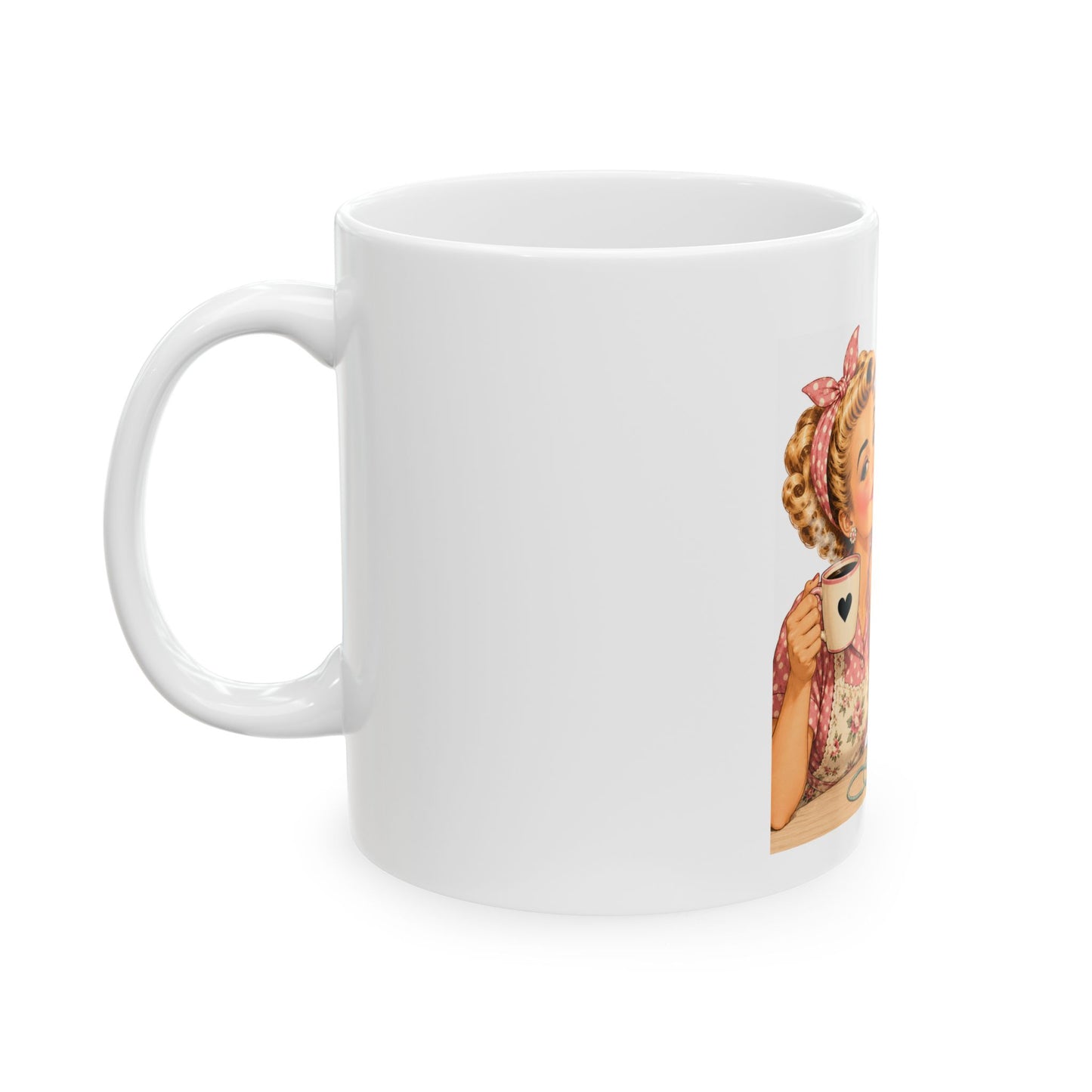 Caffeine & Crochet Ceramic Mug — Retro Vintage Coffee Lover Gift